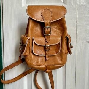 Genuine Leather Drawstring Backpack Bag Buckles